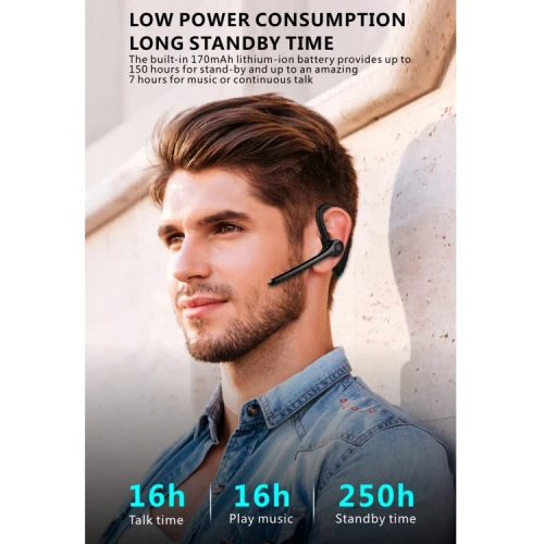 Ear Hook Bluetooth Earphone Wireless Earbud Headphone Boom Mic- ZDE24 - Image 5