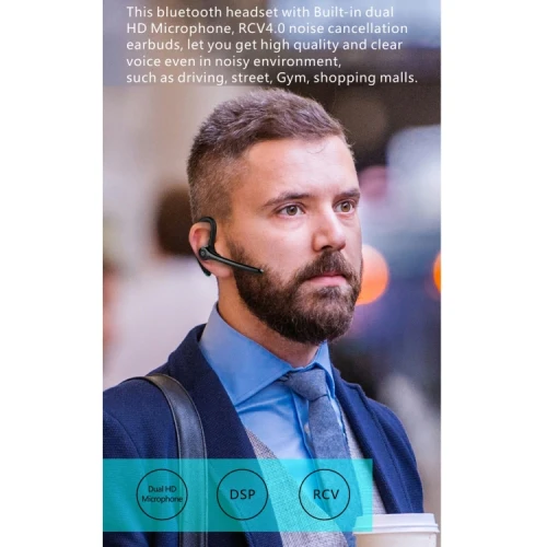 Ear Hook Bluetooth Earphone Wireless Earbud Headphone Boom Mic- ZDE24 - Image 8