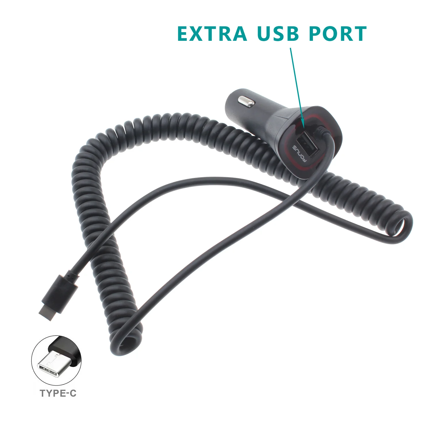 USB-C Fast Car Charger USB Port - QC3.0 - Fonus M80 - Image 2