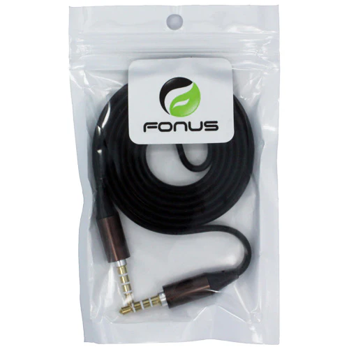 3.5mm Audio Cable Aux-in Car Stereo Speaker Cord - Flat - Black - Fonus T29 - Image 2