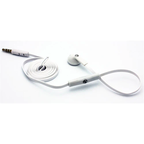 Mono Earphone 3.5mm Headphone - Flat Wired - Single Earbud - White - Fonus J87 - Image 2