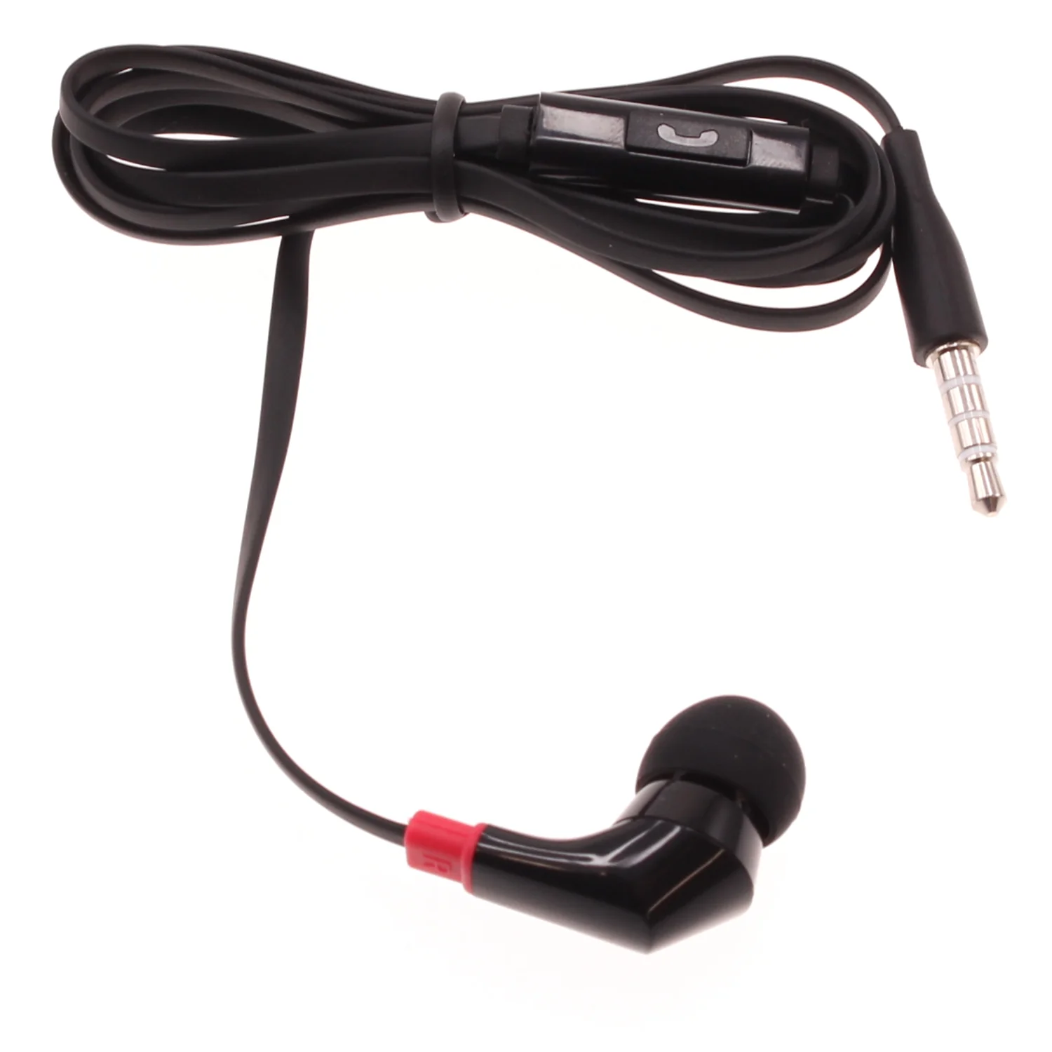 Mono Earphone 3.5mm Headphone - Flat - In-Ear - Single Earbud - Black - Fonus F47