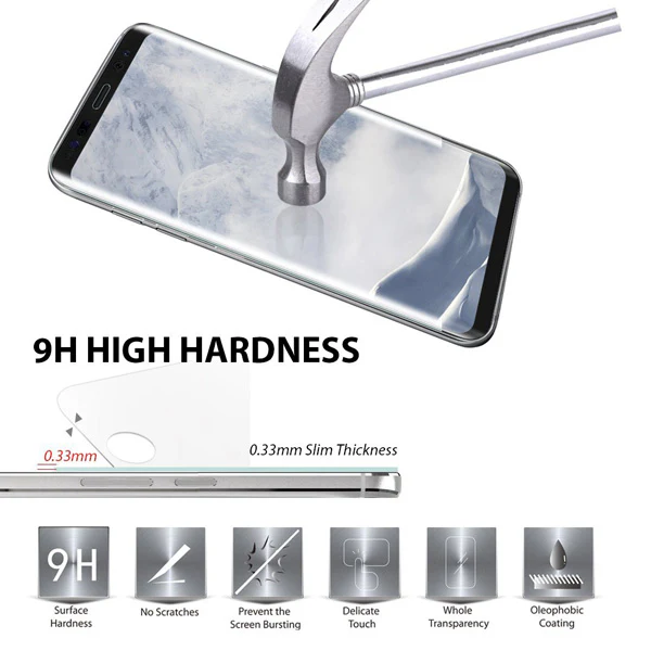 Samsung Galaxy S8 Plus - Tempered Glass Screen Protector - HD Clear - Curved - Full Cover - Image 5