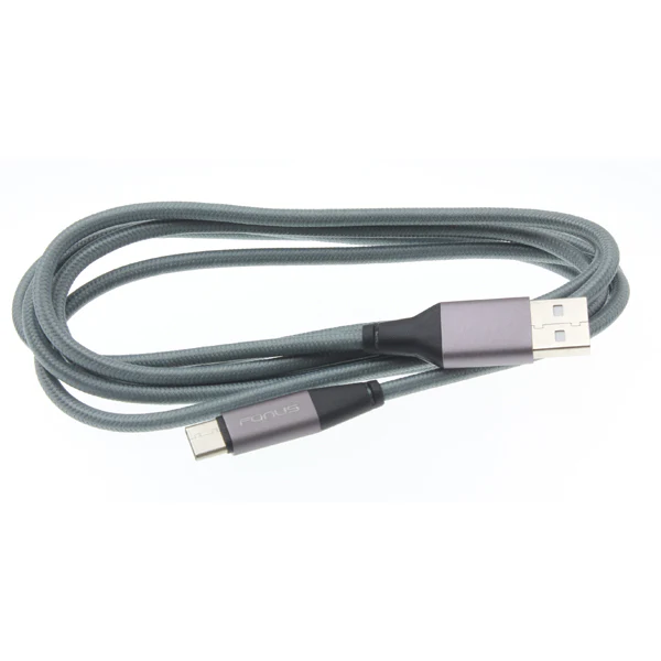 10ft USB-C Cable Charger Cord - Braided - Gray - Fonus KC95 - Image 3