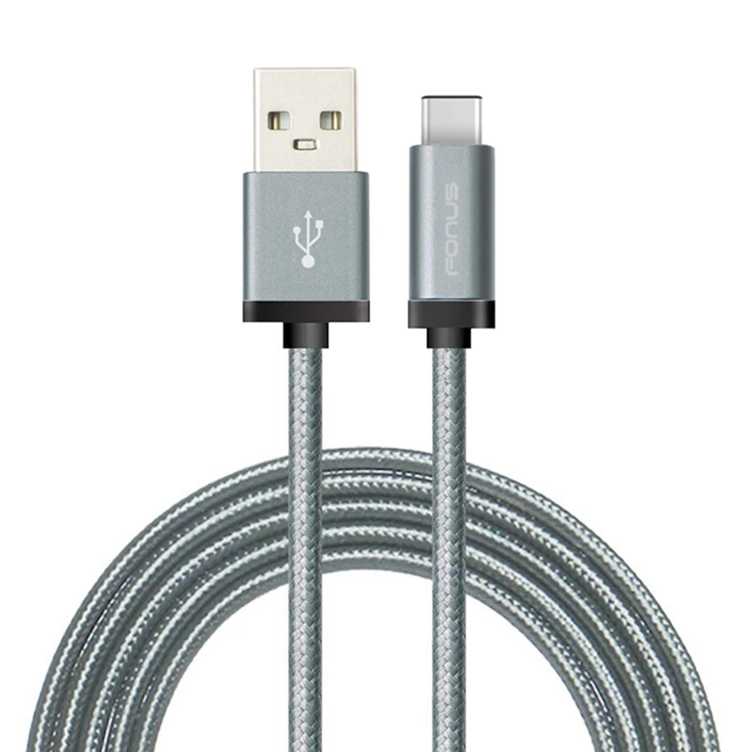 6ft USB-C Cable Charger Cord - Braided - Gray - Fonus K52
