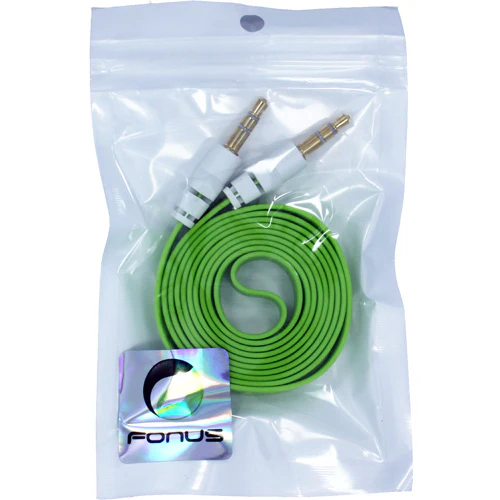 3.5mm Audio Cable Aux-in Car Stereo Speaker Cord - Flat - Green - Fonus J18 - Image 2