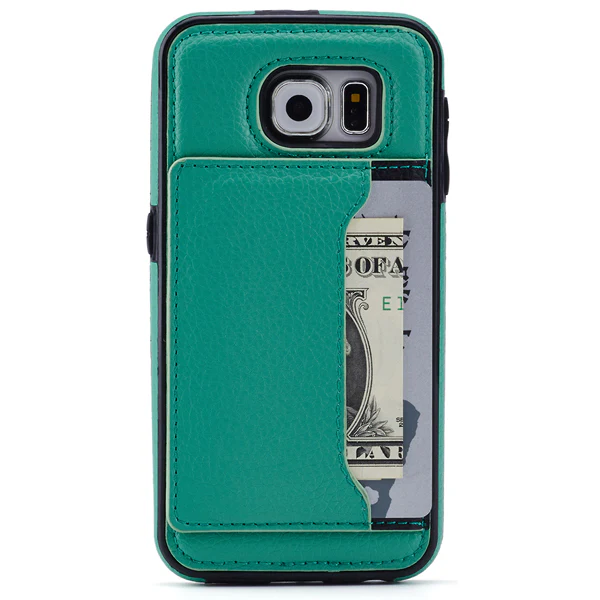 Leather Case Luxury Wallet Cover Credit Card ID Slot Stand - Green - Selna N88 - Image 2