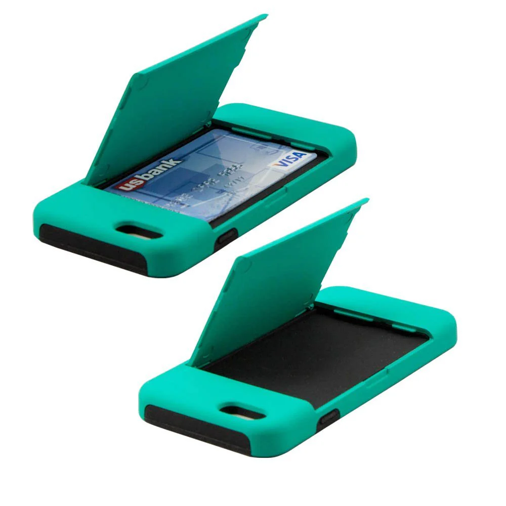 Hybrid Case Dual Layer Armor Bumper Cover - ID Card Slot - Light Green - Selna N09 - Image 2