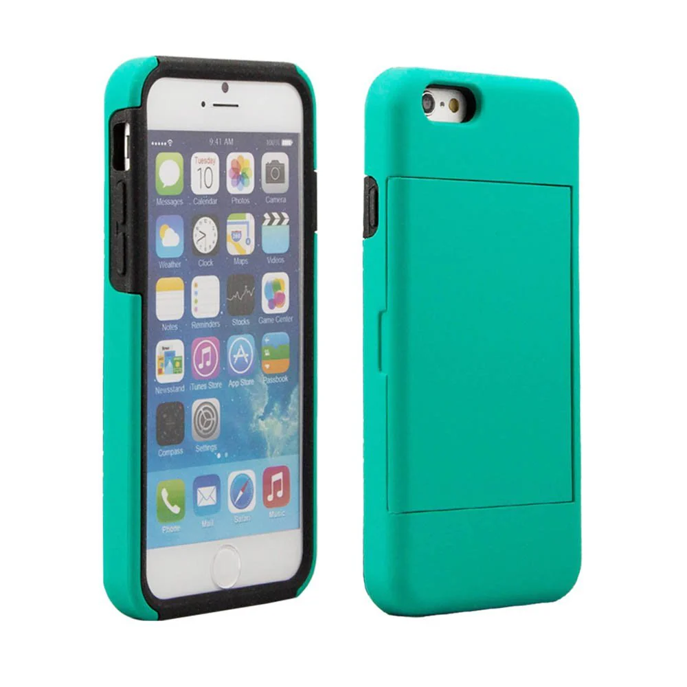 Hybrid Case Dual Layer Armor Bumper Cover - ID Card Slot - Light Green - Selna N09 - Image 3
