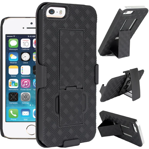 Case Holster Combo Swivel Belt Clip - Dropproof - Kickstand - Black - Fonus B21 - Image 3