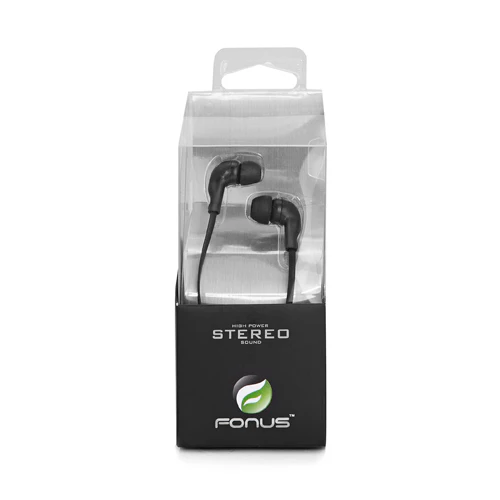 Earphones 3.5mm Headphones Wired Earbuds - In-Ear - Black - Fonus K01 - Image 2