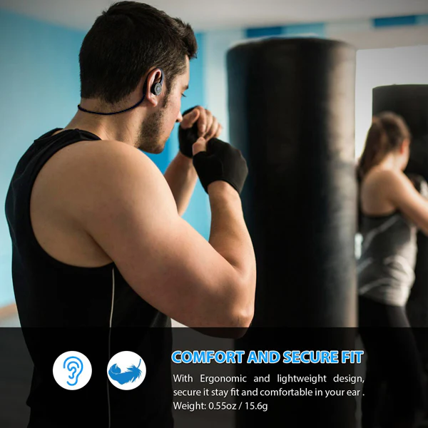 Behind the Ear Sports Wireless Earphones Sweatproof - Black - A03 - Image 4