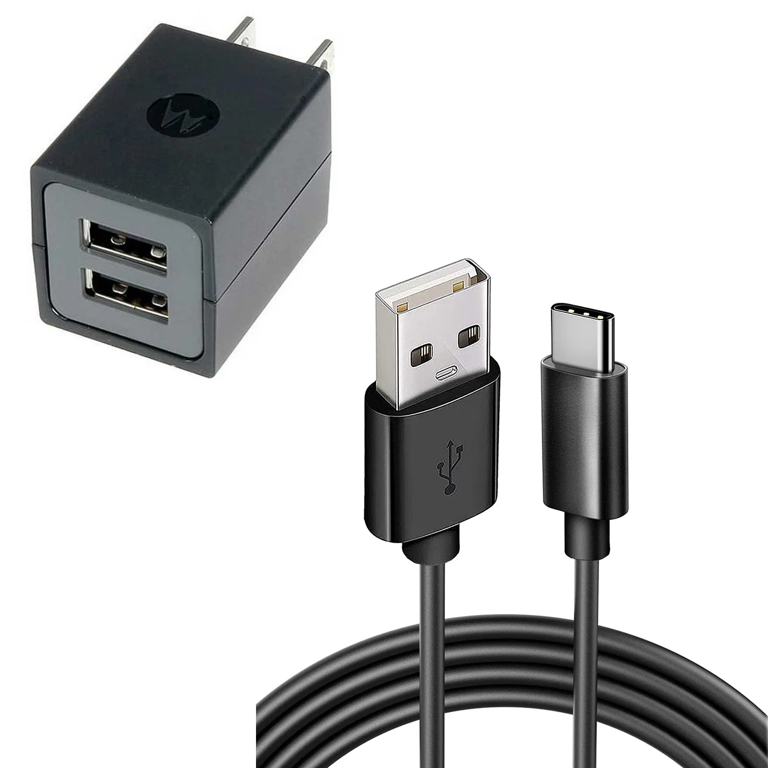 Home Wall Charger 6ft Long USB-C Cable 2 Port Power Adapter USB-C Wire Charging Cord AC Plug - ZDM69