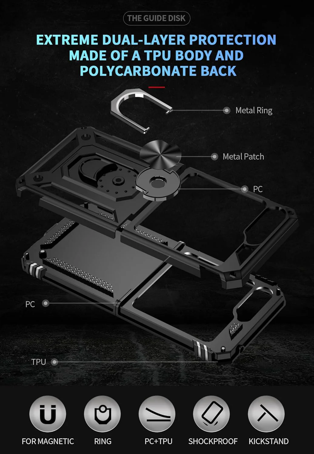 Hybrid Case Cover Metal Ring Kickstand Shockproof Armor - ZDE74 - Image 4