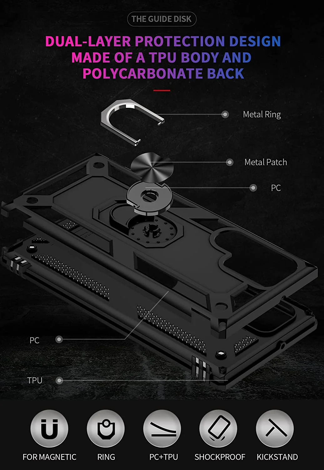 Hybrid Case Cover Metal Ring Kickstand Shockproof Armor - ZDZ02 - Image 3