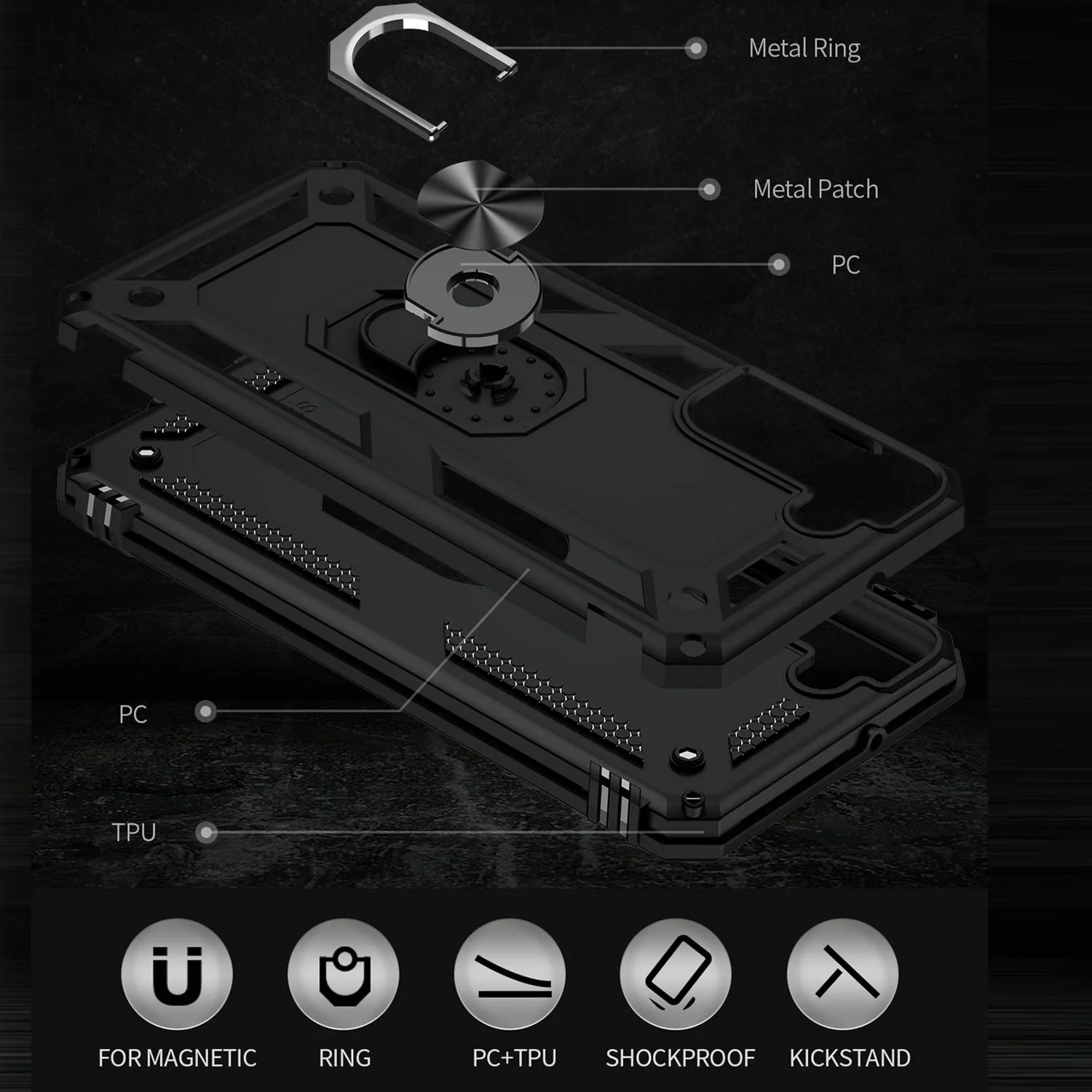 Hybrid Case Cover Metal Ring Kickstand Shockproof Armor - ZDZ03 - Image 6