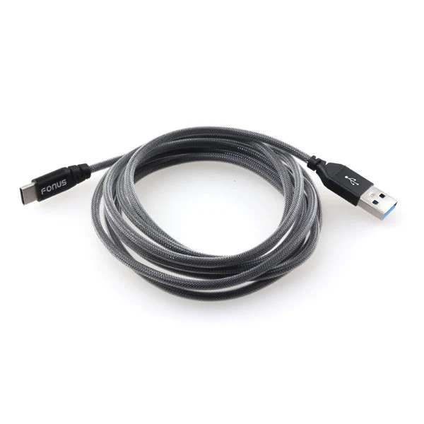 6ft USB-C Cable Charger Cord - Mesh Braided - Gray - Fonus K32 - Image 5