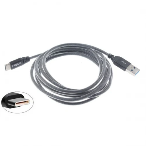 6ft USB-C Cable Charger Cord - Mesh Braided - Gray - Fonus K32 - Image 6