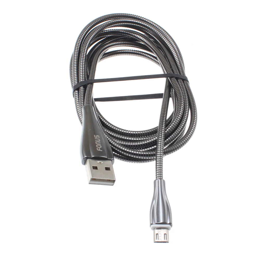6ft Micro USB Cable Charger Cord - Metal - Silver - Fonus R90