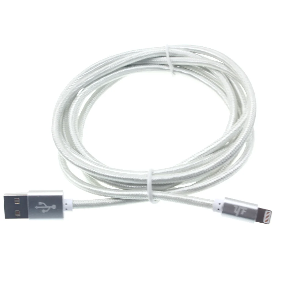 6ft MFI Certified USB to Lightning Cable - Braided - White - Pinyi - K72