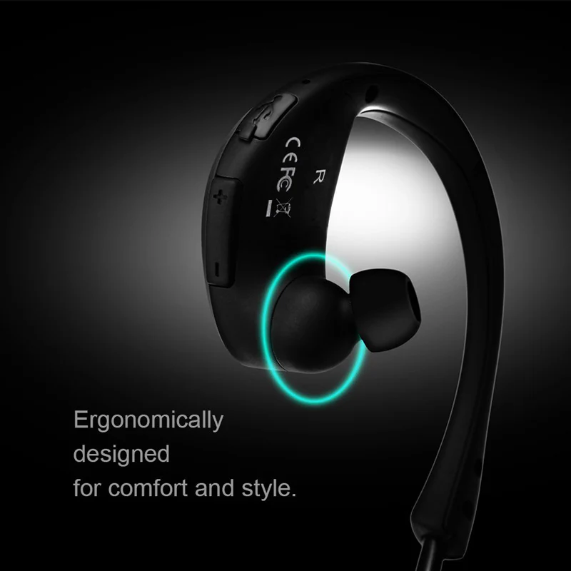 Neckband Over the Ear Sports Wireless Earphones Waterproof - Black - D15 - Image 11