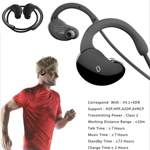 Neckband Over the Ear Sports Wireless Earphones Waterproof - Black - D15 - Image 7
