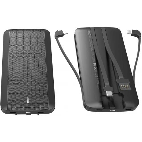 8000mAh Power Bank Charger Backup Battery Portable Built-in Cables - V28 - Image 2