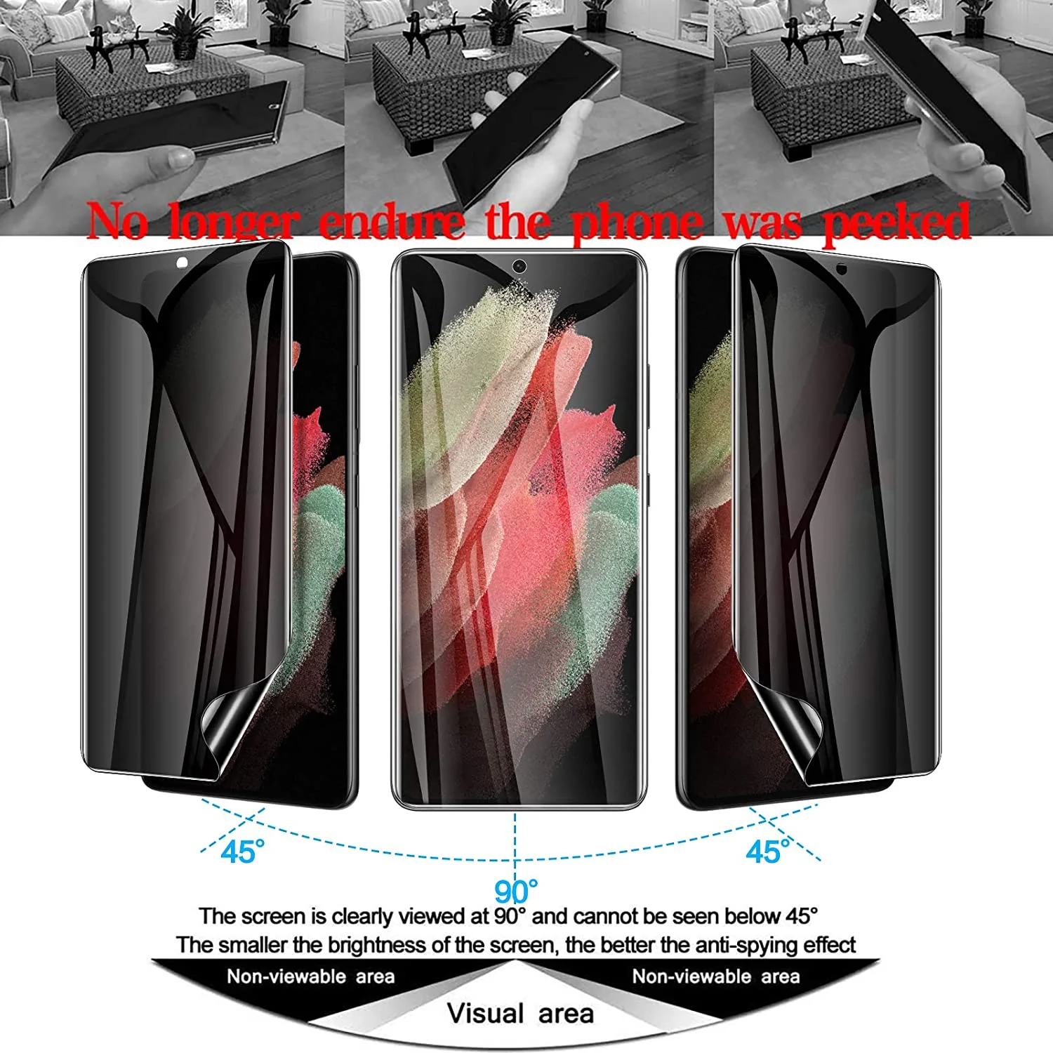 Privacy Screen Protector TPU Film Anti-Peep Anti-Spy Case Friendly - ZDZ21 - Image 3
