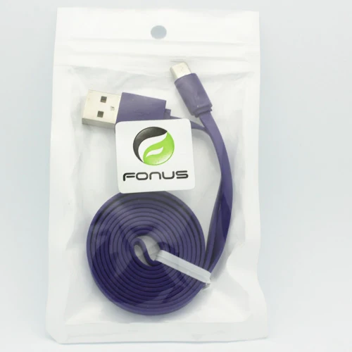6ft Micro USB Cable Charger Cord - Flat - Purple - Fonus R42 - Image 3