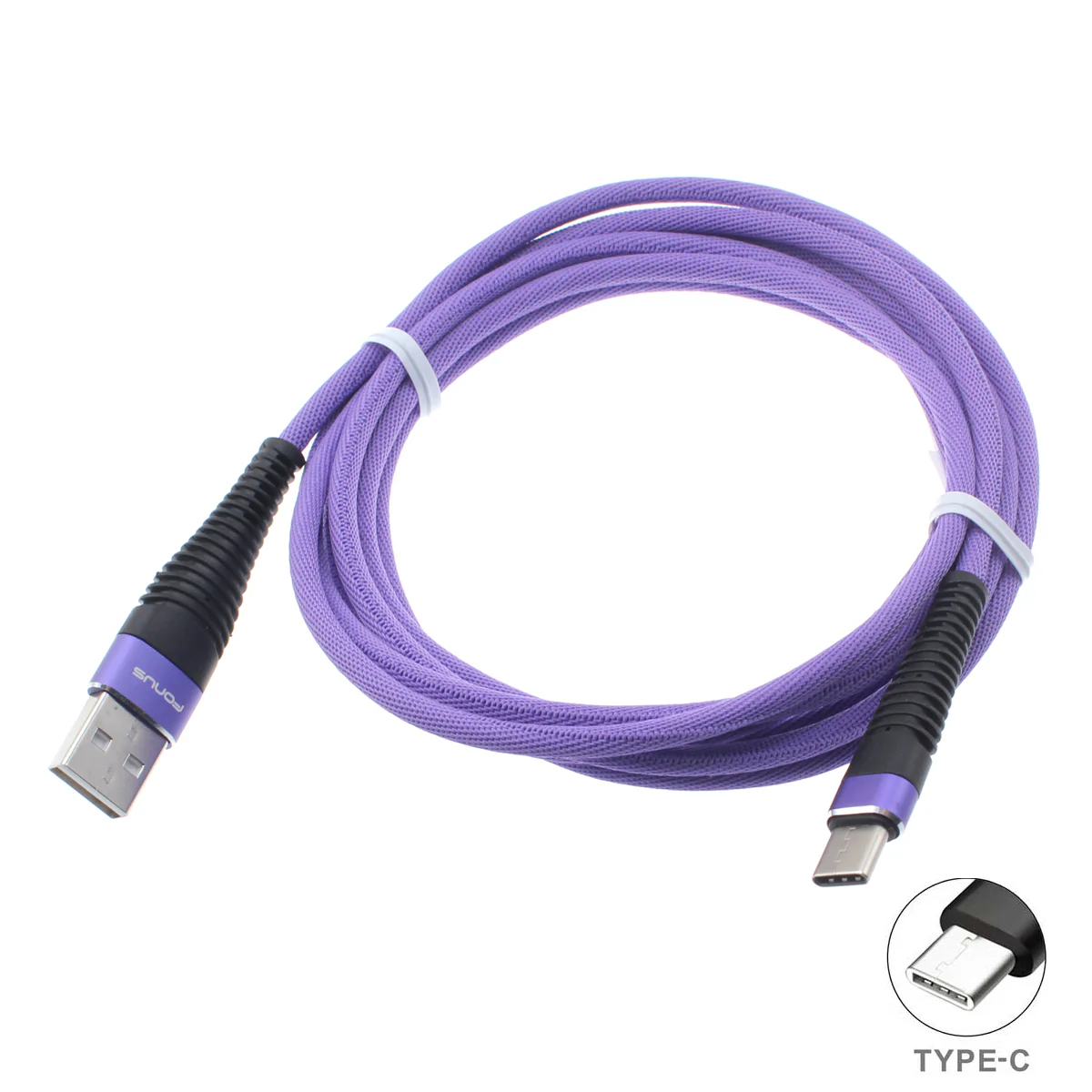 6ft USB-C Cable Charger Cord - Braided - Purple - Fonus R91 - Image 6