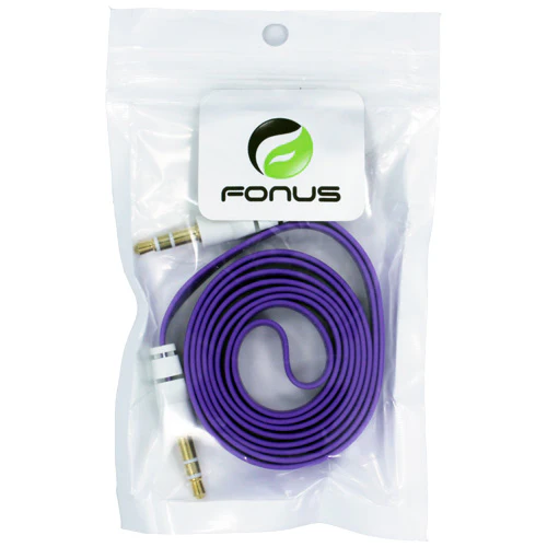 3.5mm Audio Cable Aux-in Car Stereo Speaker Cord - Flat - Purple - Fonus J08 - Image 2