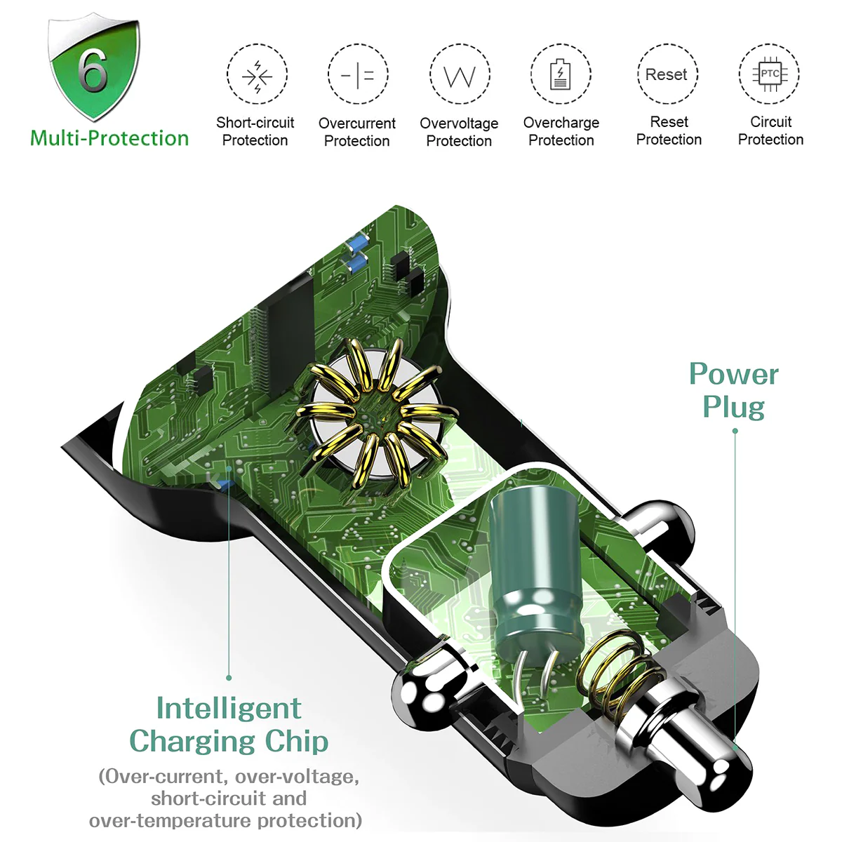 Fast Car Charger USB Port - QC3.0 - Lightning - D28 - Image 4