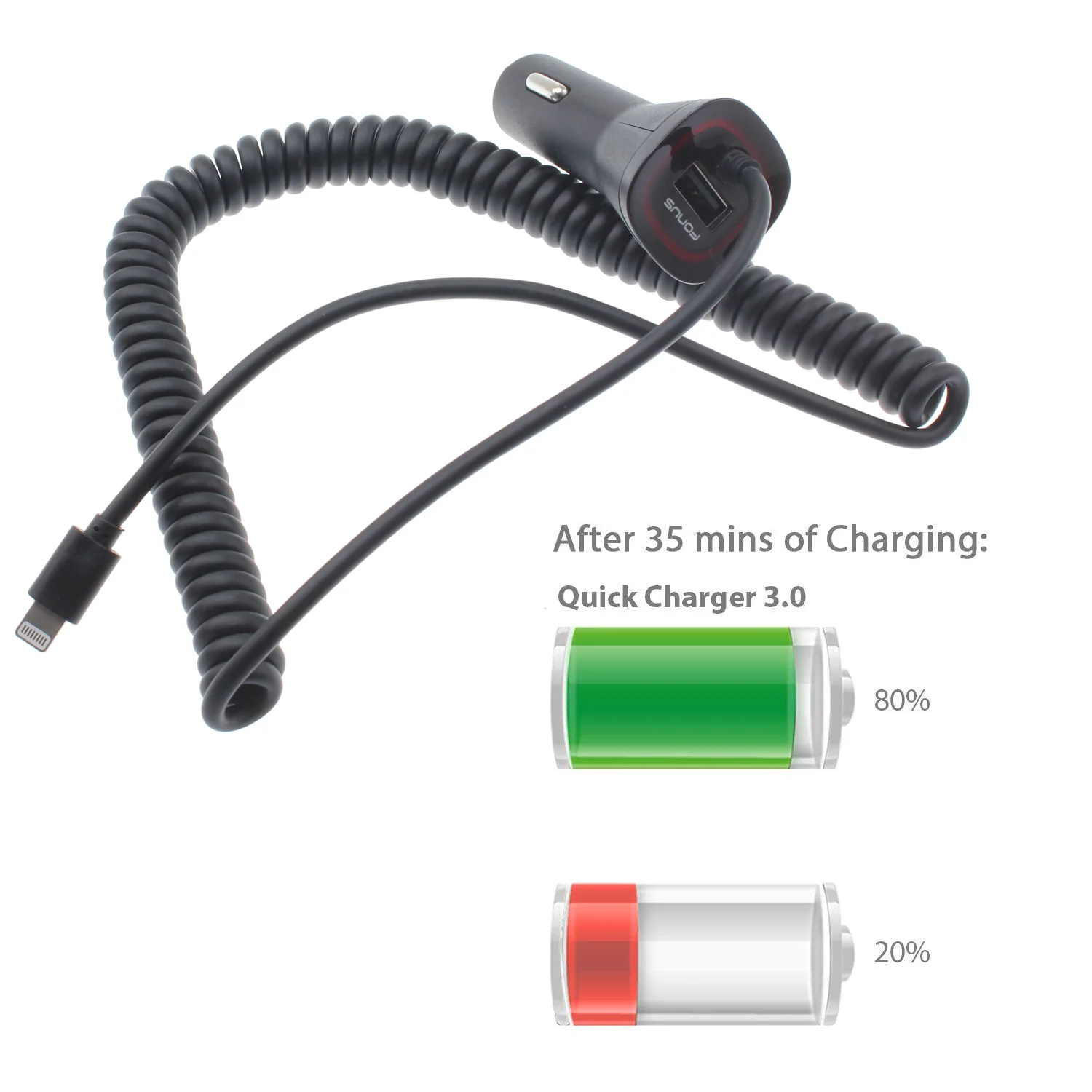 Fast Car Charger USB Port - QC3.0 - Lightning - D28 - Image 5