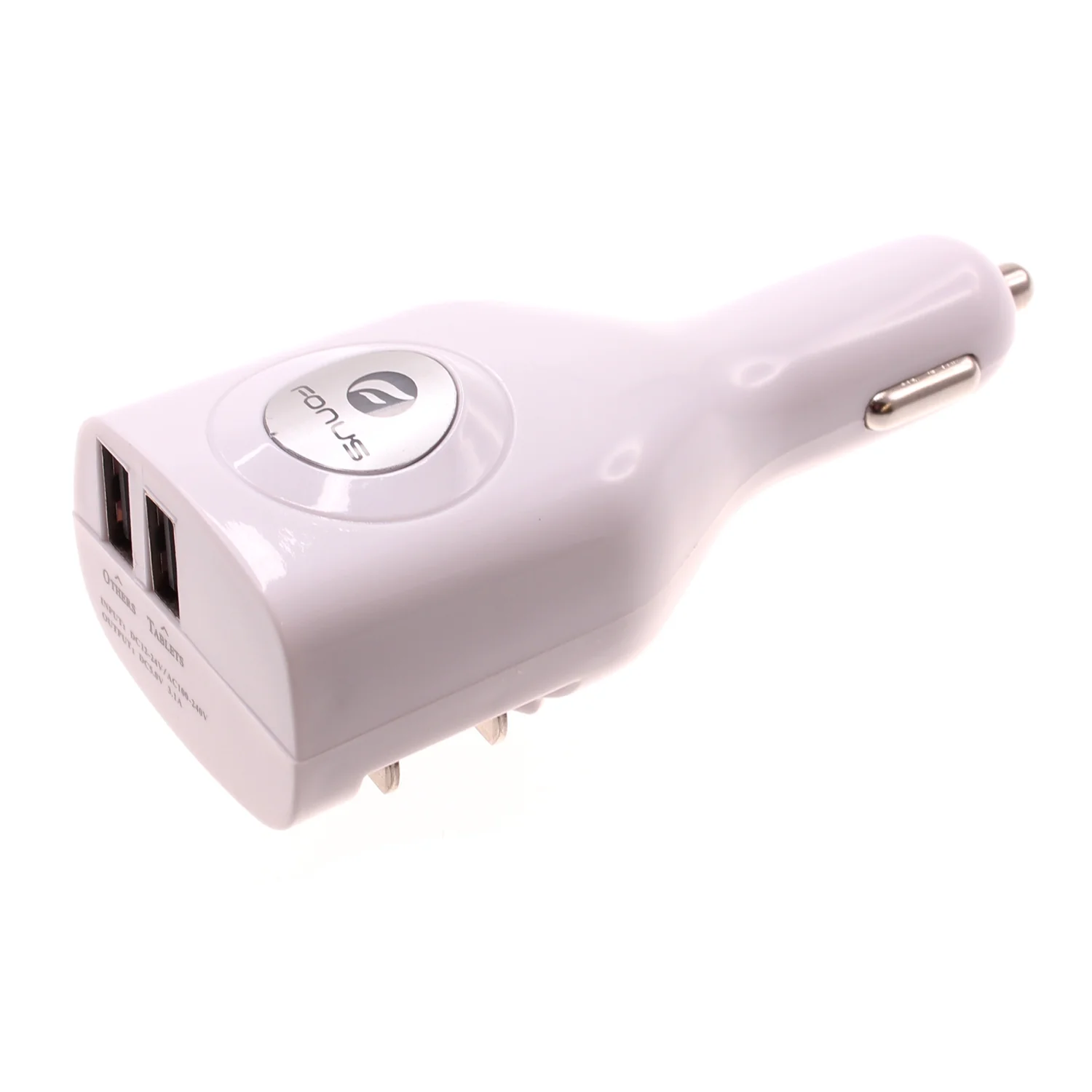 2-in-1 Car Home Wall Charger 2-Port USB - Folding Prongs - Fonus M82