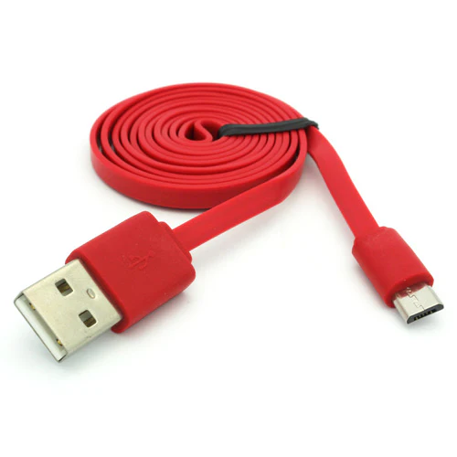 6ft Micro USB Cable Charger Cord - Flat - Red - Fonus B47 - Image 4