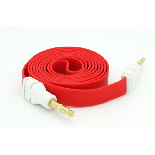 3.5mm Audio Cable Aux-in Car Stereo Speaker Cord - Flat - Red - Fonus B61 - Image 3