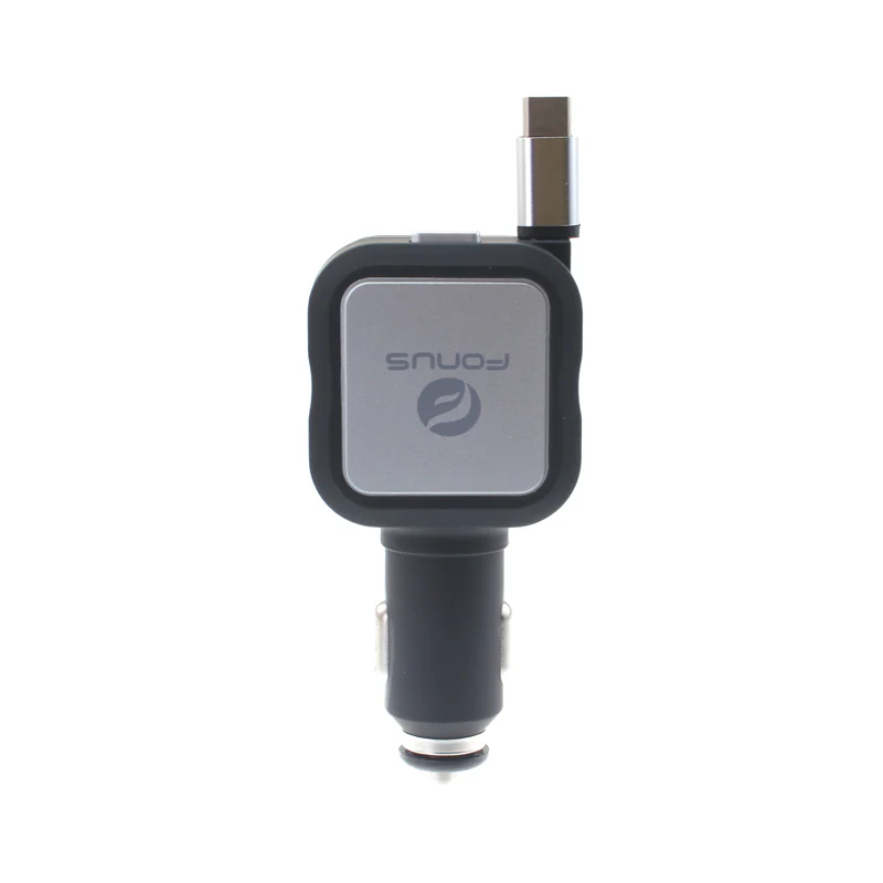 Retractable Car Charger 2-Port USB - One QC3.0 Port - USB-C - Fonus M43 - Image 5