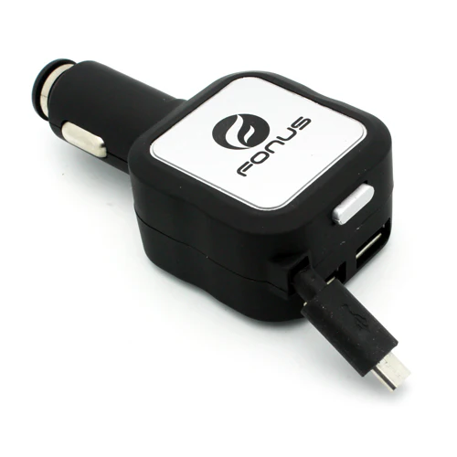 Retractable Car Charger 2-Port USB - MicroUSB - Fonus M89 - Image 2