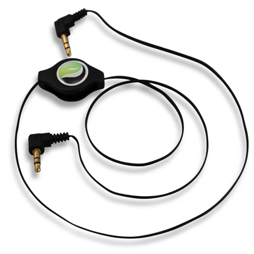 Retractable Audio Cable Aux-in Car Stereo Speaker Cord - Right Angle - Black - Fonus T13 - Image 2