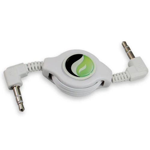 Retractable Audio Cable Aux-in Car Stereo Speaker Cord - Right Angle - White - Fonus T15 - Image 3