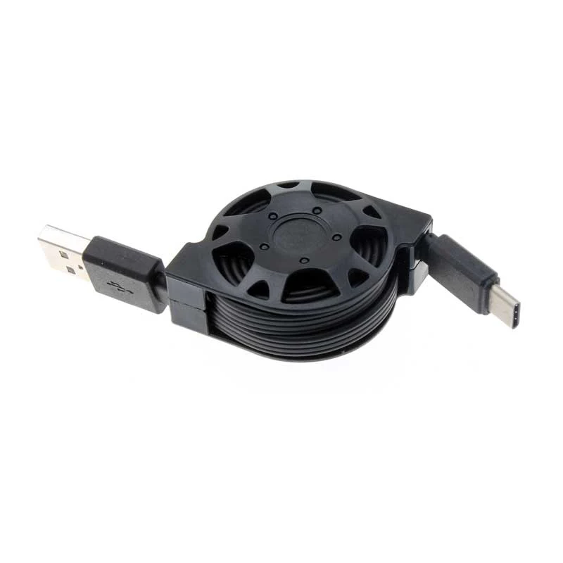 Retractable USB-C Cable Charger Power Cord - Black - Fonus K37 - Image 6