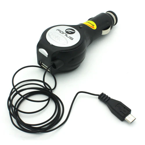 Retractable Car Charger Extra USB Port - MicroUSB - Fonus M76 - Image 4