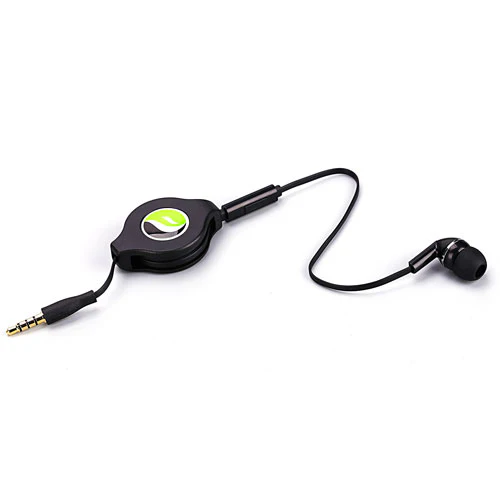 Retractable Headphone Mono Earphone - USB-C Adapter - Single Earbud - Black - Fonus S35 - Image 3