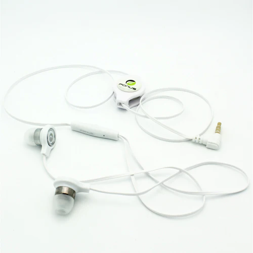 Retractable Earphones 3.5mm Headphones - In-Ear Earbuds - White - Fonus B72 - Image 3