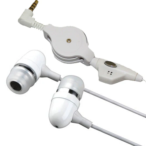 Retractable Earphones 3.5mm Headphones - Metal Earbuds - White - Xenda D57 - Image 3