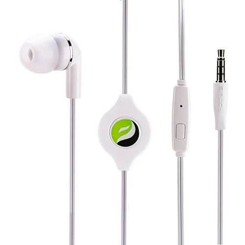 Retractable Mono Earphone 3.5mm Headphone In-Ear Single Earbud - White - Fonus S09 - Image 2