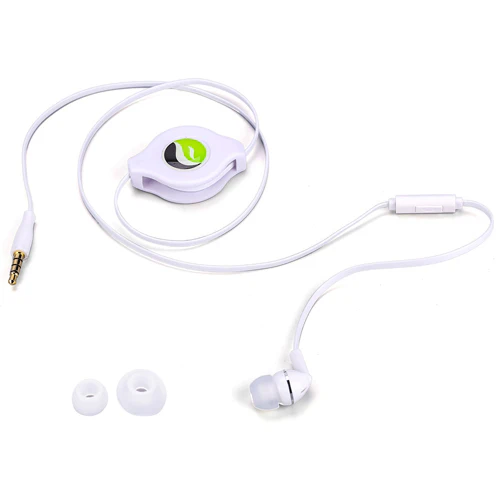 Retractable Mono Earphone 3.5mm Headphone In-Ear Single Earbud - White - Fonus S09 - Image 3