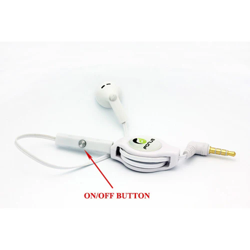 Retractable Mono Earphone 3.5mm Headphone - In-Ear Single Earbud - White - Fonus J79 - Image 4