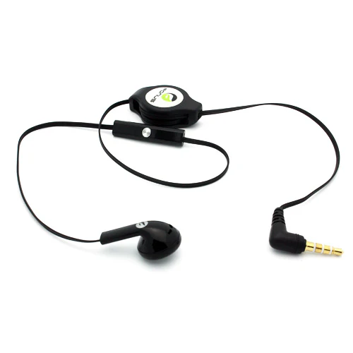 Retractable Mono Earphone 3.5mm Headphone - In-Ear Single Earbud - Black - Fonus J80 - Image 2
