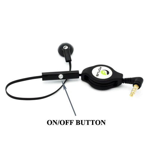 Retractable Mono Earphone 3.5mm Headphone - In-Ear Single Earbud - Black - Fonus J80 - Image 3